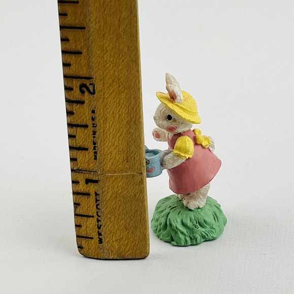 Cottontail Lane Bunny Holding Watering Can Resin Figurine Yellow Dress Easter - Picture 3 of 4